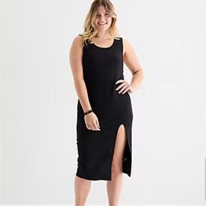 Womens Juniors Plus Sleeveless Midi Casual Bodycon Dress